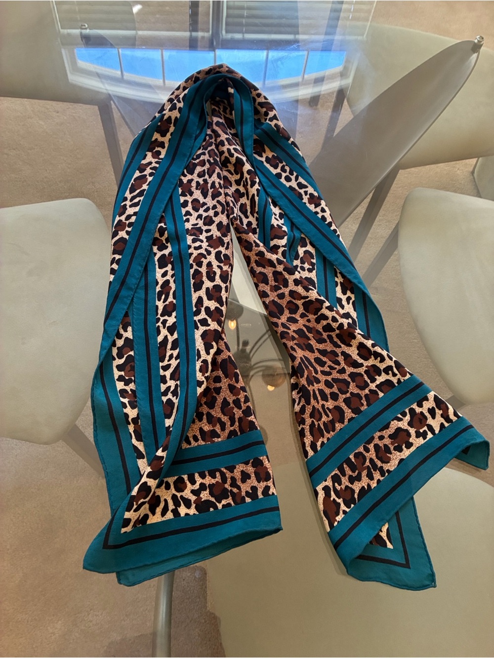 Georgiou Teal Leopard Print Women's Scarf